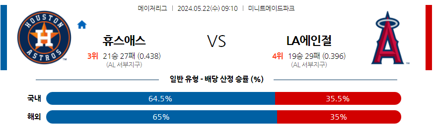 스포츠중계 마징가티비 의 미국야구 MLB 휴스턴 LA에인절스 스포츠분석 이미지