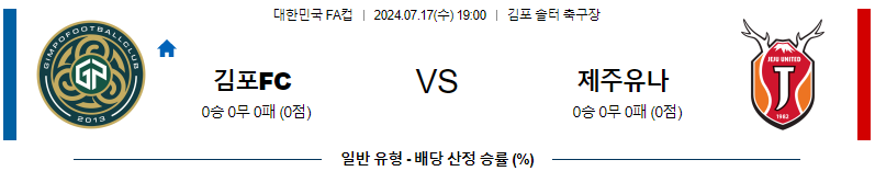 [진짜총판] 7월17일 대한민국 FA컵 김포 제주 아시아축구분석