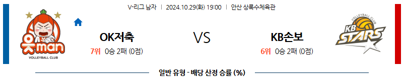 10월29일 V리그 OK저축은행 KB손해보험 국내배구분석 무료중계 스포츠분석